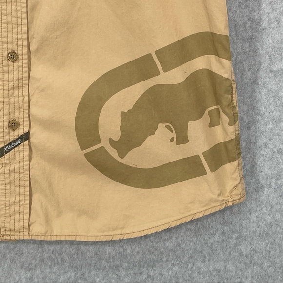 Vintage Y2K Ecko Unltd Beige X-Large Button Down Rhino Graphic Logo Design - Picture 3 of 14